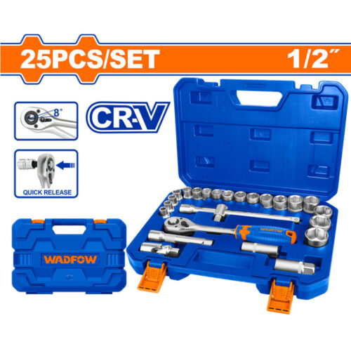 Wadfow 25 Pcs 1/2″ Socket Set WST2D25