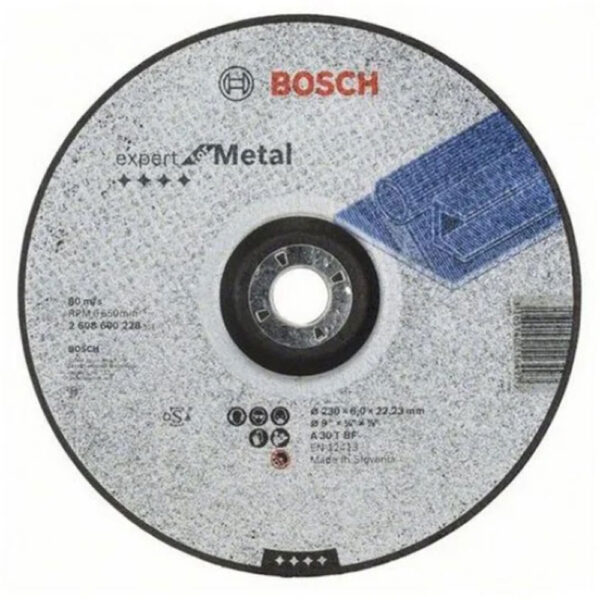 BOSCH EXPERT METAL GRINDING DISC A30TBF, 230X6.0X22.23MM 2.608.600.228