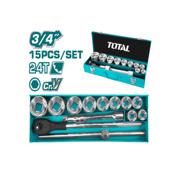 Total 15 Pcs 3/4" Socket Set THT341151