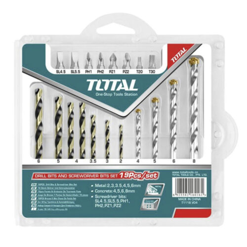 Total 19PCS Drill Bits & Screwdriver Bits Set TACSDB1901