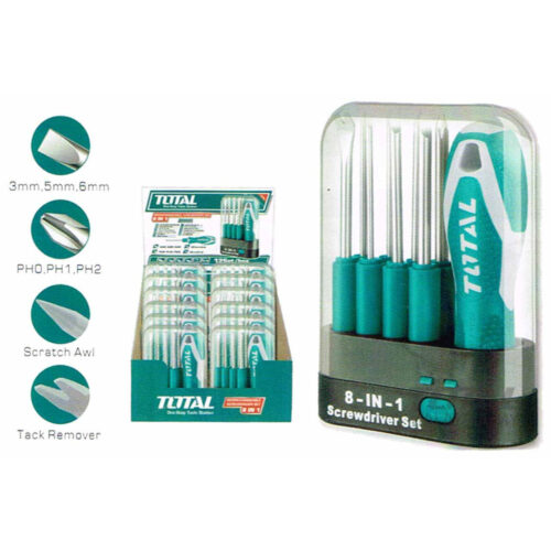 Total 9 Pcs Interchangeable Screwdriver Set THT250906